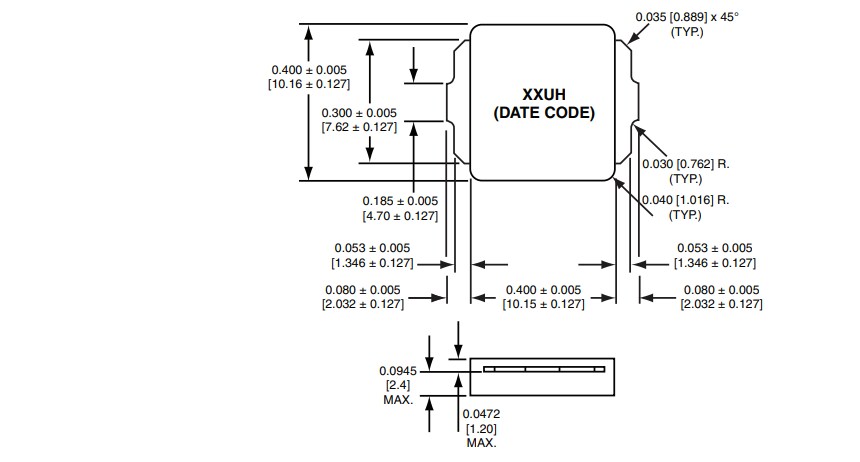 Mechanical Drawing - Vishay / Dale IHLW Series Low Profile High Current Inductors