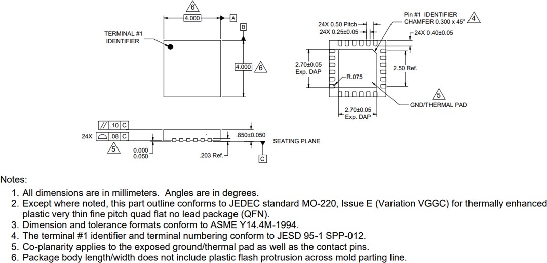 Mechanical Drawing - Qorvo TQP7M910x High Linearity Amplifiers