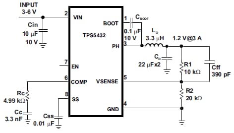 Schematic - Texas Instruments TPS5432 Synchronous Step-Down Converter
