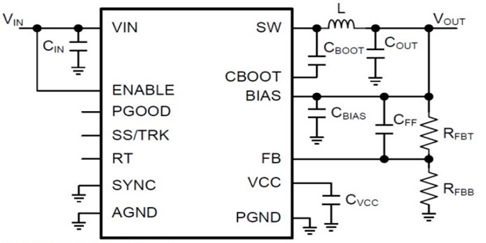 Schematic - Texas Instruments LM4600x/LM4600x-Q1 Step-Down Voltage Converter