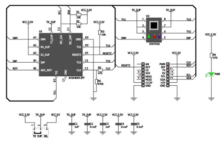 Schematic - Mikroe MIKROE-2036 Heart rate 3 click