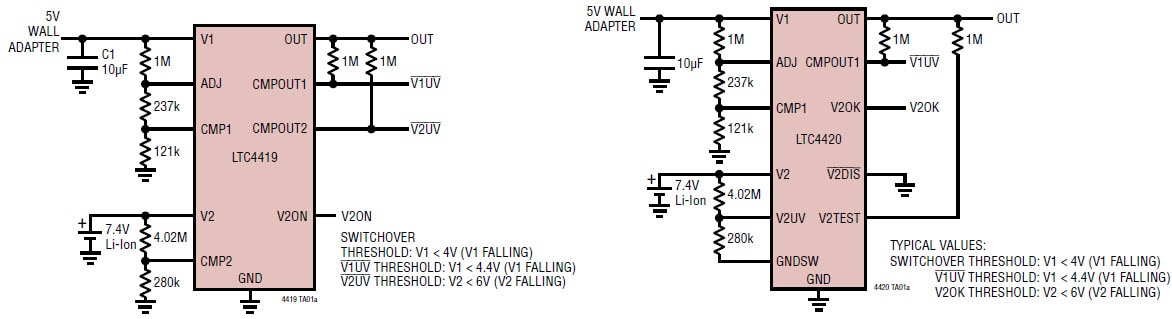 Application Circuit Diagram - Analog Devices Inc. LTC44xx Monolithic PowerPath™ Prioritizers