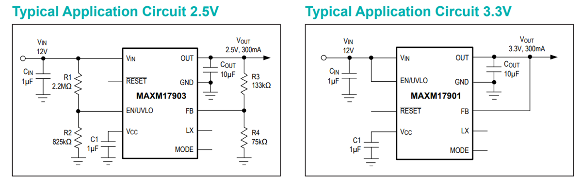 Application Circuit Diagram - Analog Devices / Maxim Integrated Himalaya uSLIC™ MAXM1790x Step-Down Power Modules