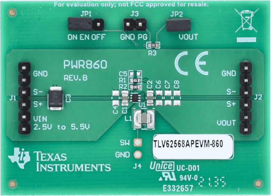 Mechanical Drawing - Texas Instruments TLV62568APEVM-860/TLV62569APEVM-860 EVMs