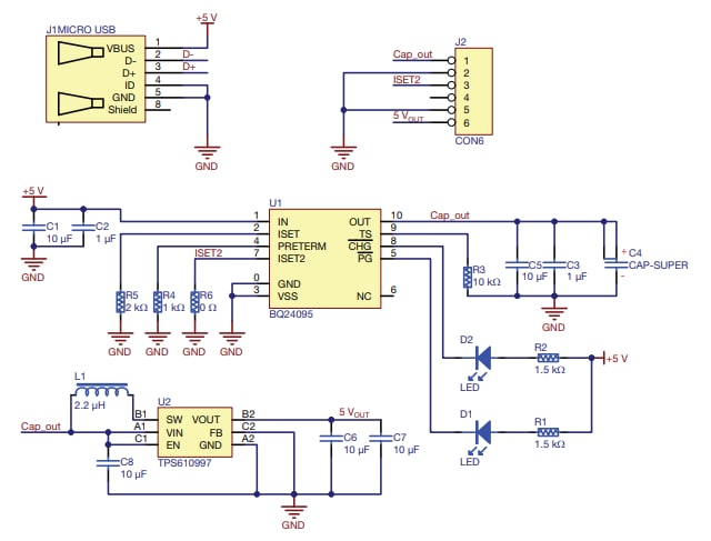 Schematic - Vishay / BC Components MAL219699003E3 196 HVC ENYCAP™ Mini-Charger