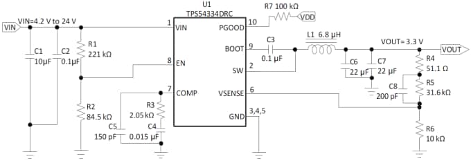 Schematic - Texas Instruments TPS54334EVM-722 3A Regulator Evaluation Module