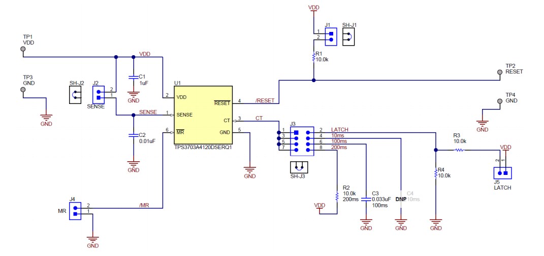 Schematic - Texas Instruments TPS3703Q1-A4120EVM Evaluation Module