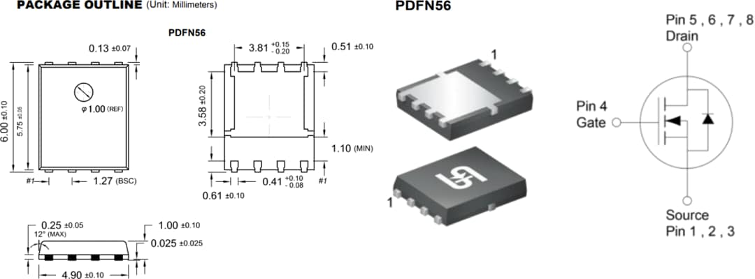 Mechanical Drawing - Taiwan Semiconductor 30V Single N-Channel Power MOSFETs