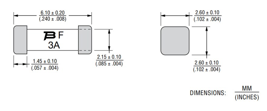 Chart - Bourns SinglFuse™ SF-2410HI-T High Inrush SMD Fuses