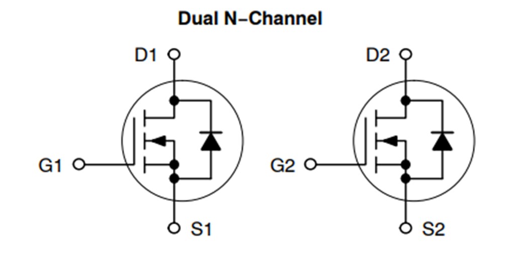 Schematic - onsemi NVMFD6H852NL 80V 25A Automotive Power MOSFET
