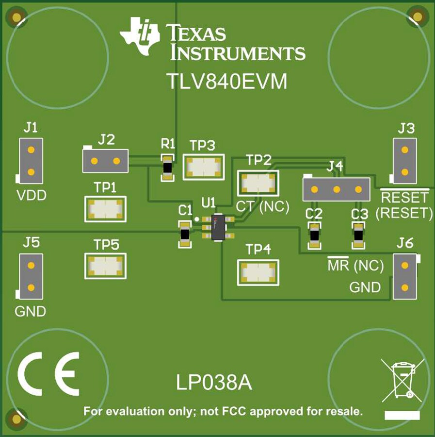 Mechanical Drawing - Texas Instruments TLV840EVM Supervisor Evaluation Module (EVM)