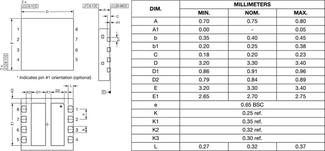Mechanical Drawing - Vishay SiZ240DT Dual N-Channel 40V (D-S) MOSFET