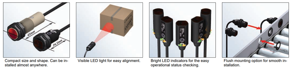 Chart - Omron Industrial Automation E3FA/E3RA & E3FB/E3RB Photoelectric Sensors