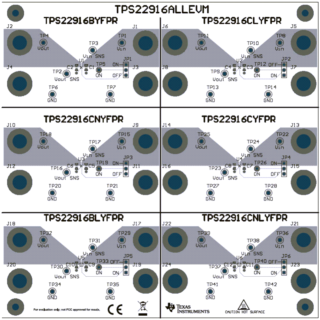 Mechanical Drawing - Texas Instruments TPS22916ALLEVM Load Switch Evaluation Module