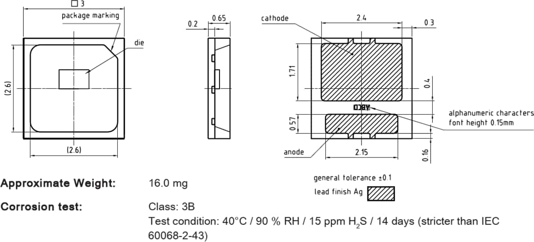 Mechanical Drawing - ams OSRAM SYNIOS® P3030 KW DSLP31.CE