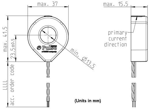 Mechanical Drawing - Pulse Egston Rogowski RC01/03/05/07 Coil Current Sensors