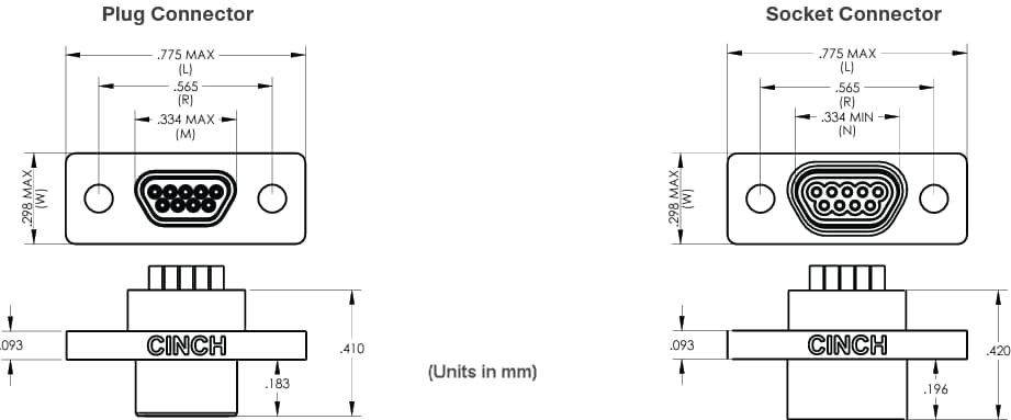 Mechanical Drawing - Cinch Micro-D Jumper Assemblies