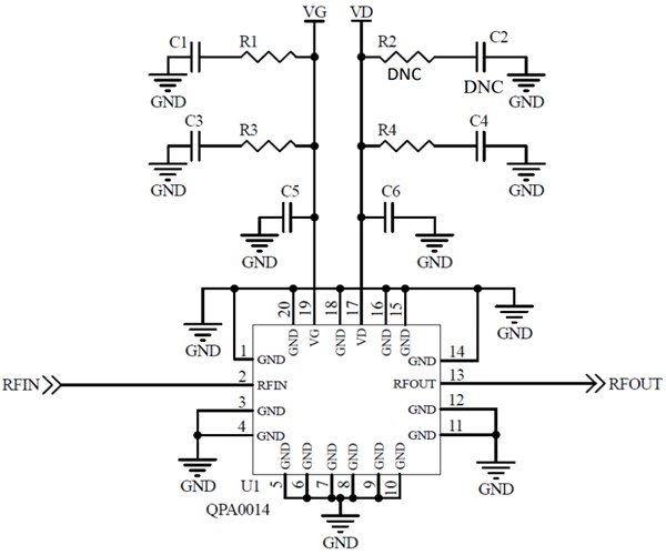 Application Circuit Diagram - Qorvo QPA0812 Power Amplifiers