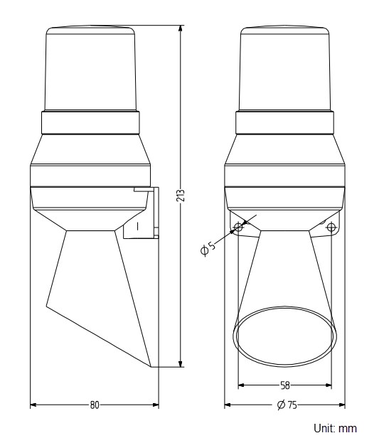 Mechanical Drawing - Auer Signal KLL Mini Horn Signal Beacons