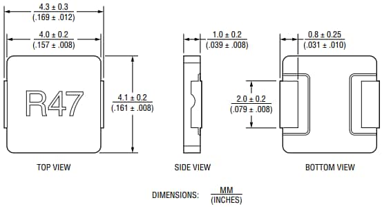Mechanical Drawing - Bourns SRP0412F Shielded Power Inductors