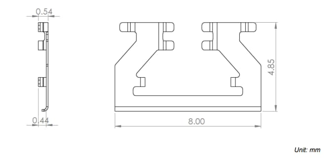 Mechanical Drawing - Abracon AANI-NI-0013 2.4GHz Stamped Metal Niche Antenna