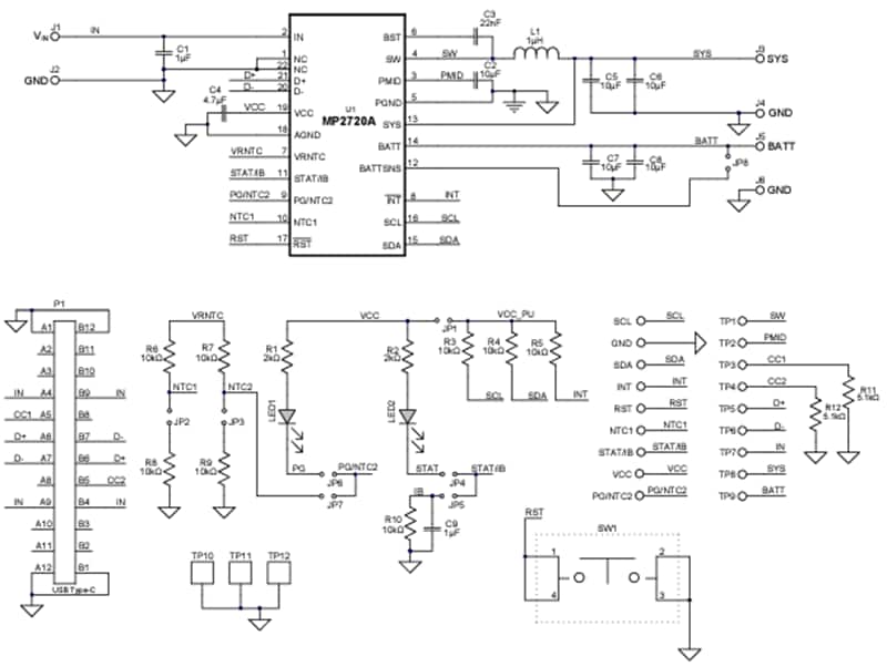 Schematic - Monolithic Power Systems (MPS) EV2720A-RH-00A Evaluation Board