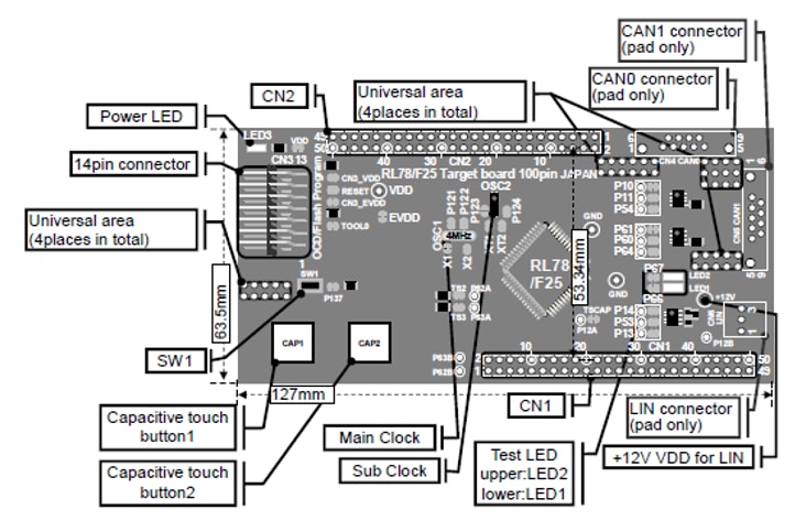 Location Circuit - Renesas Electronics TB-RL78/F25 Development Board