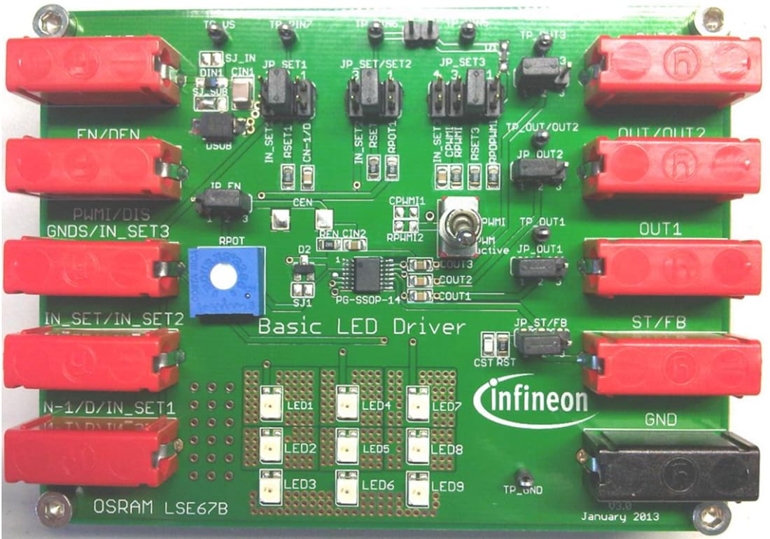 Mechanical Drawing - Infineon Technologies DEMOBOARDTLD1314EL LED Driver Demo Board