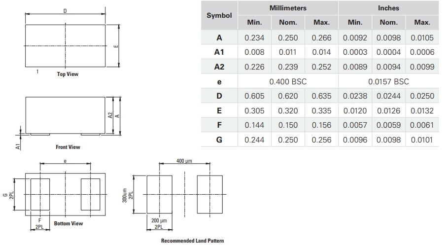 Mechanical Drawing - Littelfuse SP432x-01WTG TVS Diodes