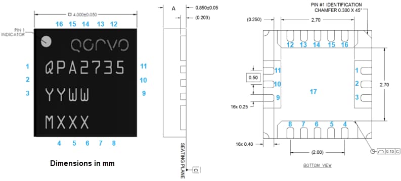 Mechanical Drawing - Qorvo QPA2735 GaAs Low Noise Amplifier