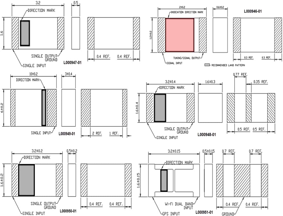 Mechanical Drawing - TE Connectivity / Linx Technologies Wi-Fi® Chip Antennas