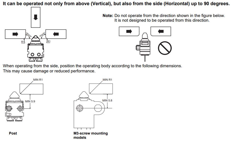 Mechanical Drawing - Omron Electronics D2EW-R Sealed Switches with Integrated Resistors